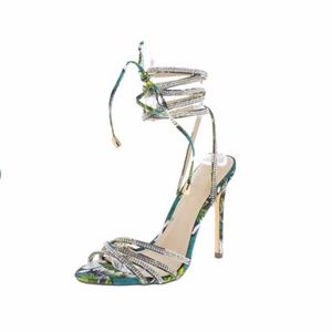 Carlie Multi Rhinestone Ankle Wrap Strap